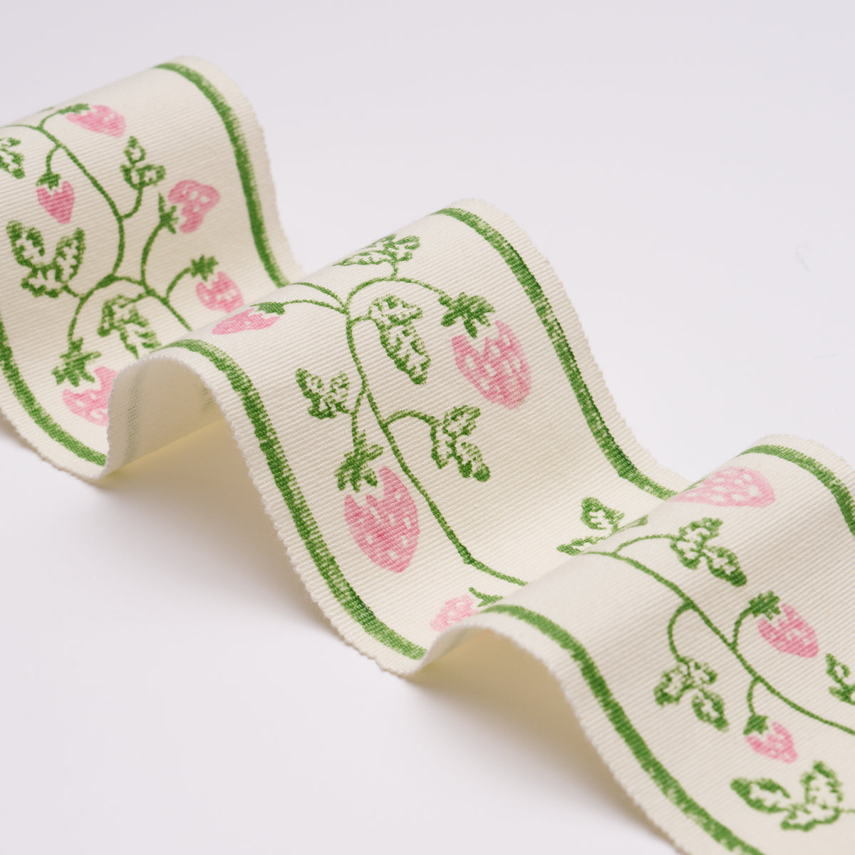 Schumacher 85461 STRAWBERRY TRAIL HAND BLOCK TRIM in GREEN T
