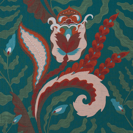 Schumacher 85490 JAIPUR FANTAISIE in TURQUOISE Fabric - LAUR