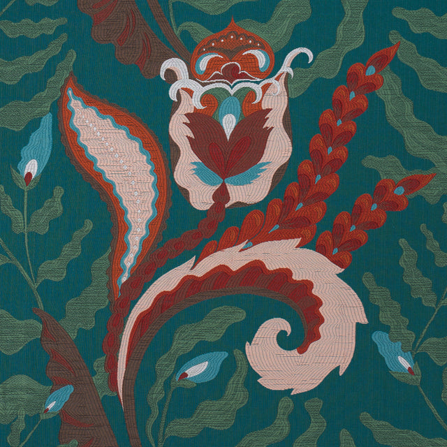 Schumacher 85490 JAIPUR FANTAISIE in TURQUOISE Fabric - LAUR