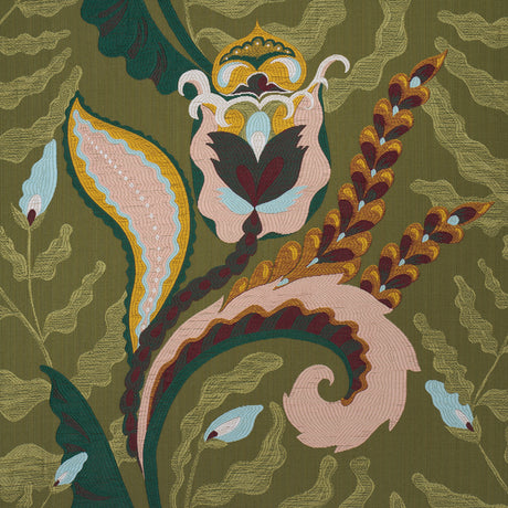 Schumacher 85491 JAIPUR FANTAISIE in MOSS Fabric - LAURA GON