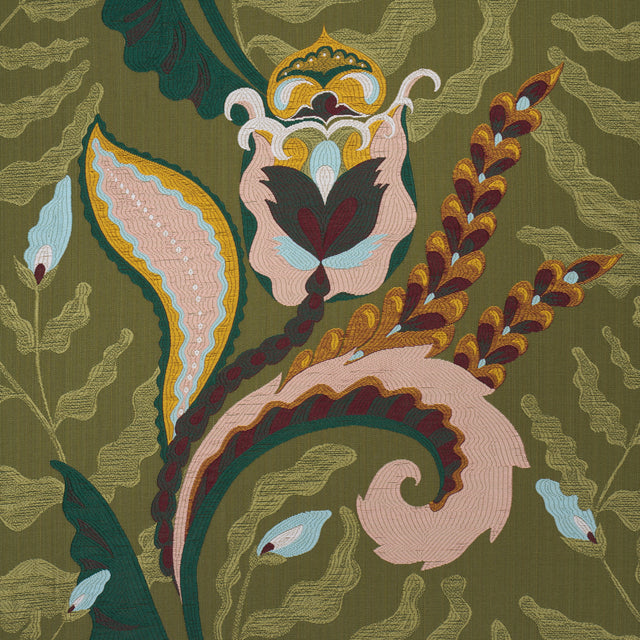 Schumacher 85491 JAIPUR FANTAISIE in MOSS Fabric - LAURA GON