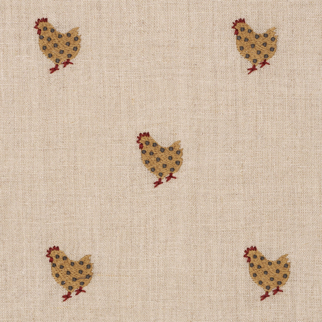 Schumacher 85950 BETSY'S CHICKEN EMBROIDERY in NATURAL Fabri