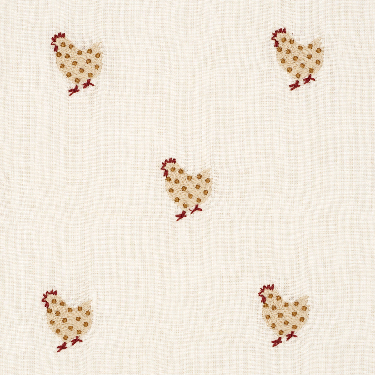 Schumacher 85951 BETSY'S CHICKEN EMBROIDERY in IVORY Fabric 