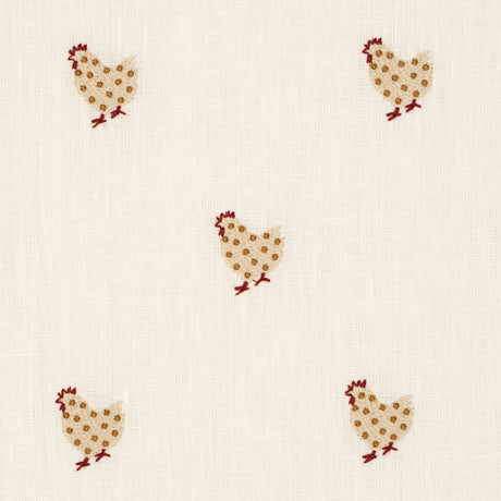 Schumacher 85951 BETSY'S CHICKEN EMBROIDERY in IVORY Fabric 