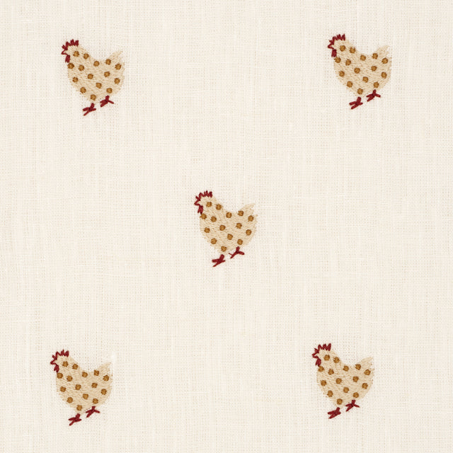 Schumacher 85951 BETSY'S CHICKEN EMBROIDERY in IVORY Fabric 
