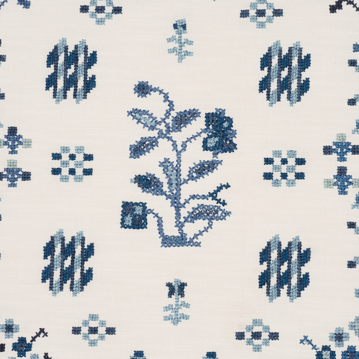 Schumacher 85981 FAIRVIEW CROSS STITCH EMBROIDERY in INDIGO 