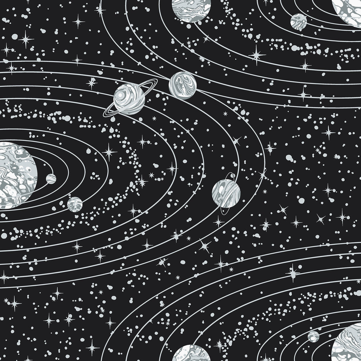 Engblad & Co 8802 Orbit Black Celestial Wallpaper