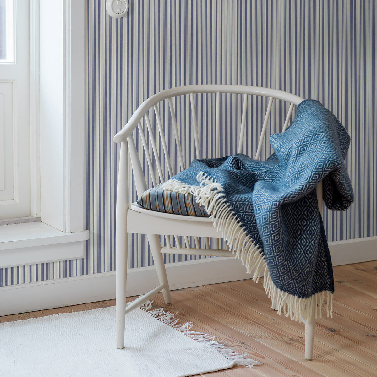 Schumacher 8870 ASPÃ– STRIPE in BLUE Wallpaper - BORÃ…STAPET