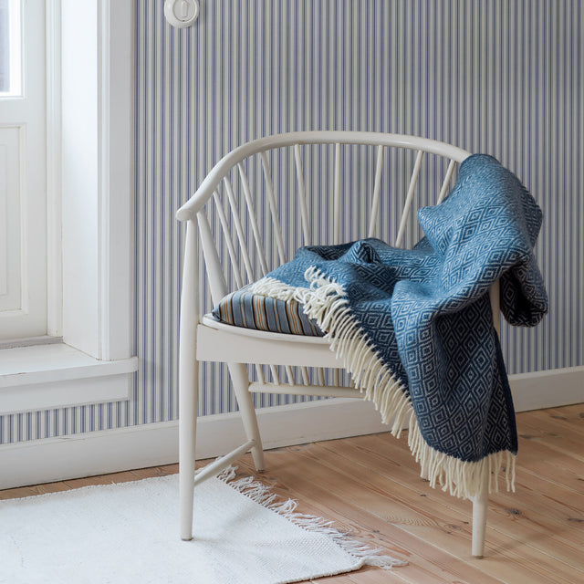 Schumacher 8870 ASPÃ– STRIPE in BLUE Wallpaper - BORÃ…STAPET