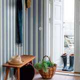 Schumacher 8885 SANDHAMN STRIPE in BLUE Wallpaper - BORÃ…STA