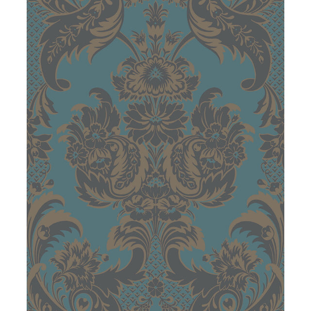 COLE & SON 94/3017.CS.0 WYNDHAM TEAL AND CHARCOAL Wallpaper - Eade's Wallpaper