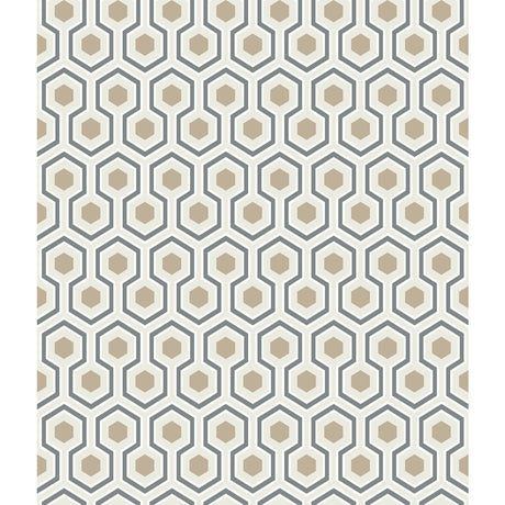 COLE & SON 95/3016.CS.0 HICKS HEXAGON GILVER/WT/BK Wallpaper - Eade's Wallpaper