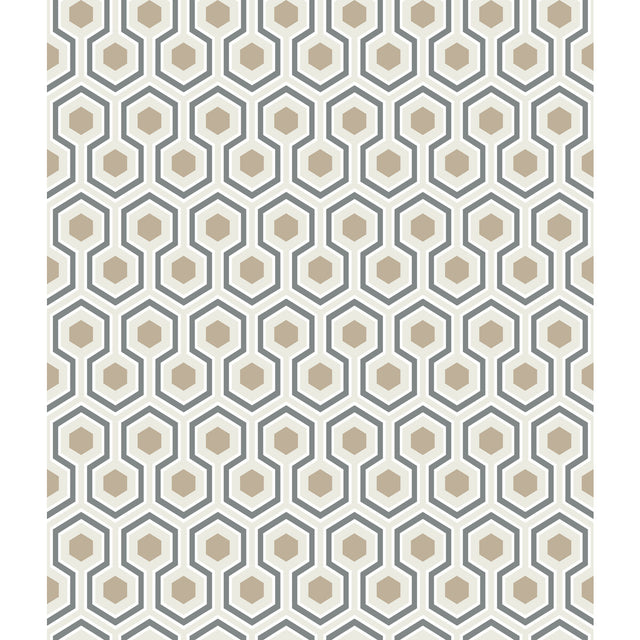 COLE & SON 95/3016.CS.0 HICKS HEXAGON GILVER/WT/BK Wallpaper - Eade's Wallpaper