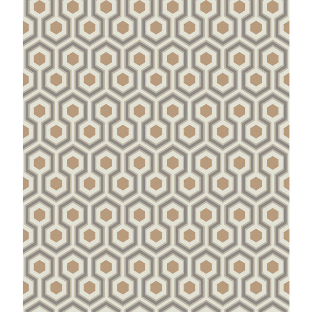 COLE & SON 95/3017.CS.0 HICKS HEXAGON GOLD/TAUPE Wallpaper - Eade's Wallpaper
