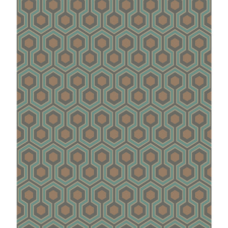 COLE & SON 95/3018.CS.0 HICKS HEXAGON TEAL/GOLD Wallpaper - Eade's Wallpaper