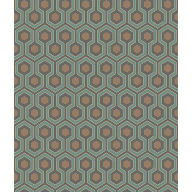 COLE & SON 95/3018.CS.0 HICKS HEXAGON TEAL/GOLD Wallpaper - Eade's Wallpaper