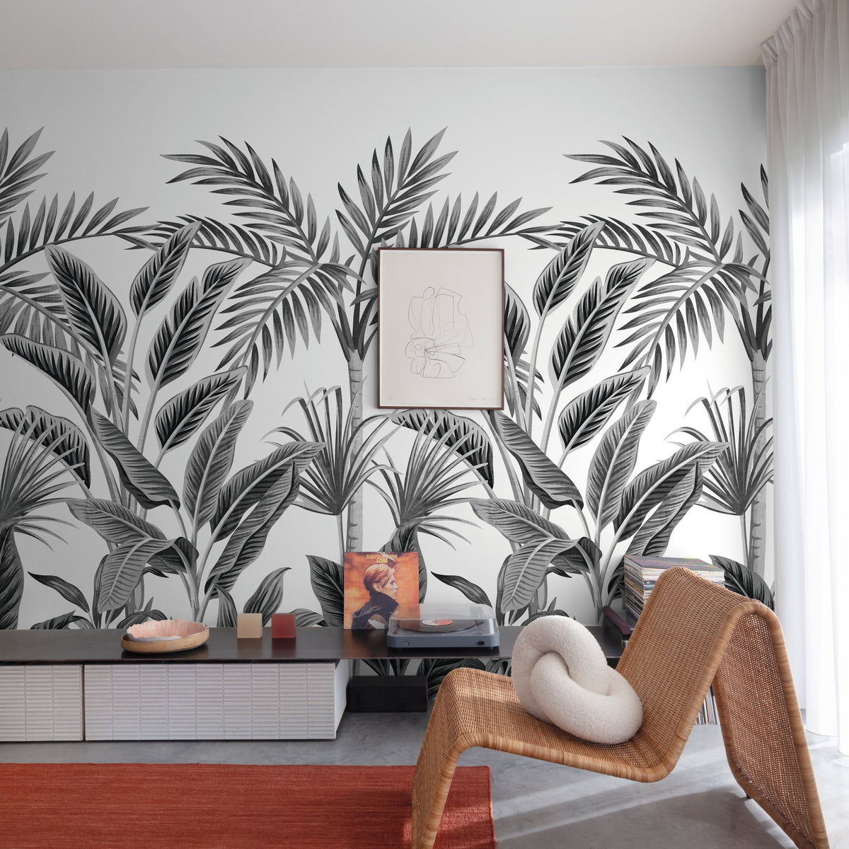 Galerie Orom II Branched Leaves Motive Black Mural A40801