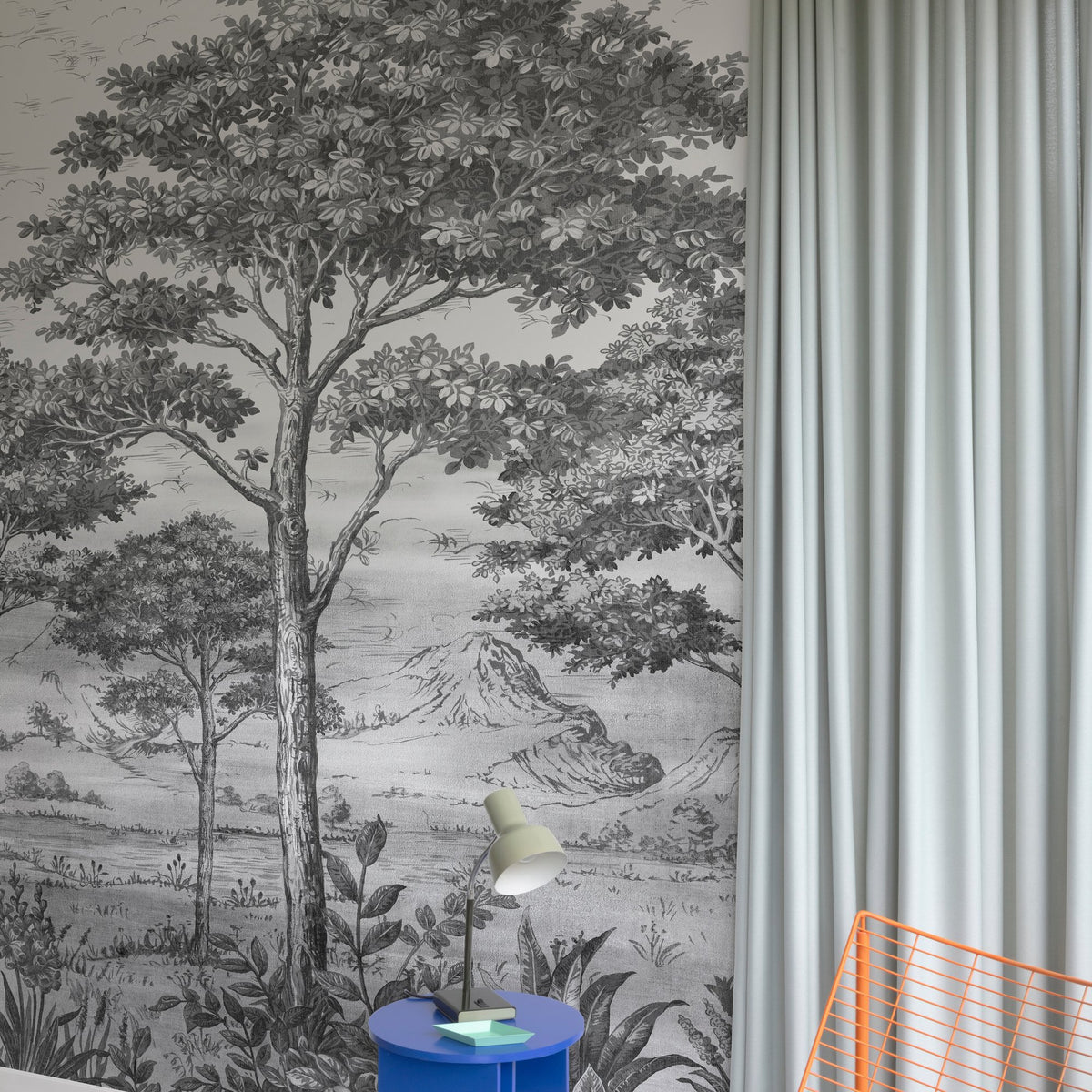Galerie Orom II Branched Leaves Motive Black Mural A56702
