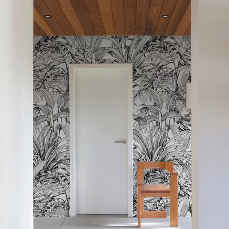 Galerie Orom II Branched Leaves All-over Black Mural A58301