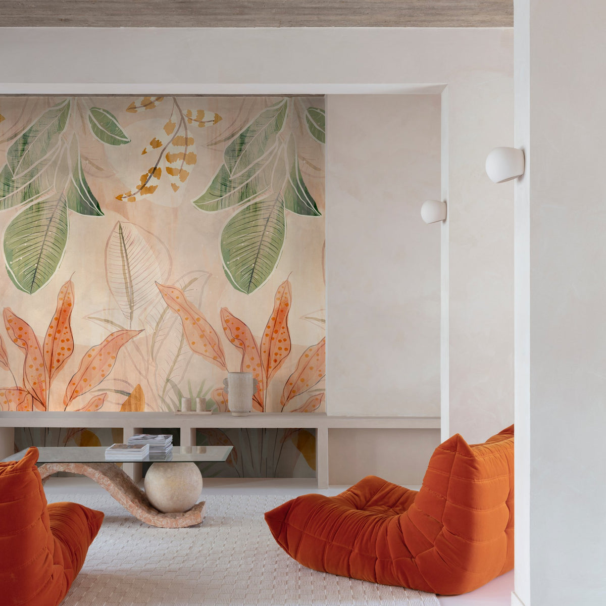 Galerie Orom II Stylish floral Motifs Orange Mural A60701