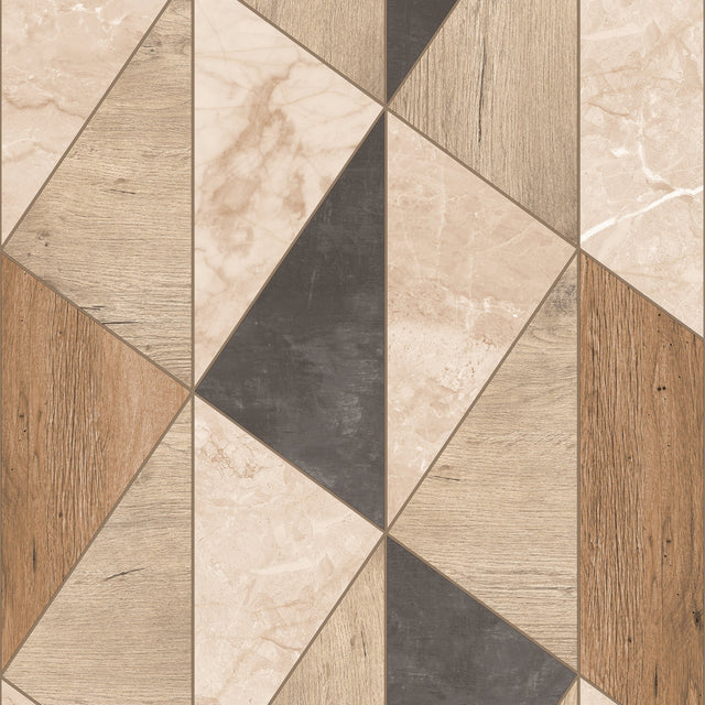 Galerie Arcadia Geometric All-over Brown Wallpaper ARA65103