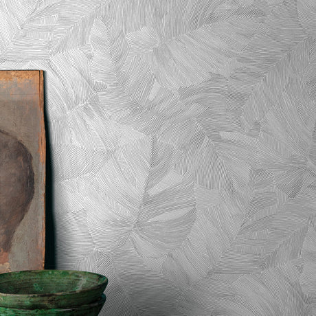 Galerie Karuna Branched Leaves Motive White Wallpaper KRA676