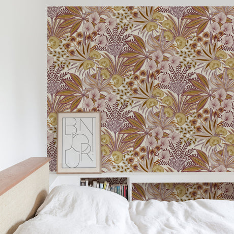 Galerie Karuna Branched Leaves All-over Red Wallpaper KRA690