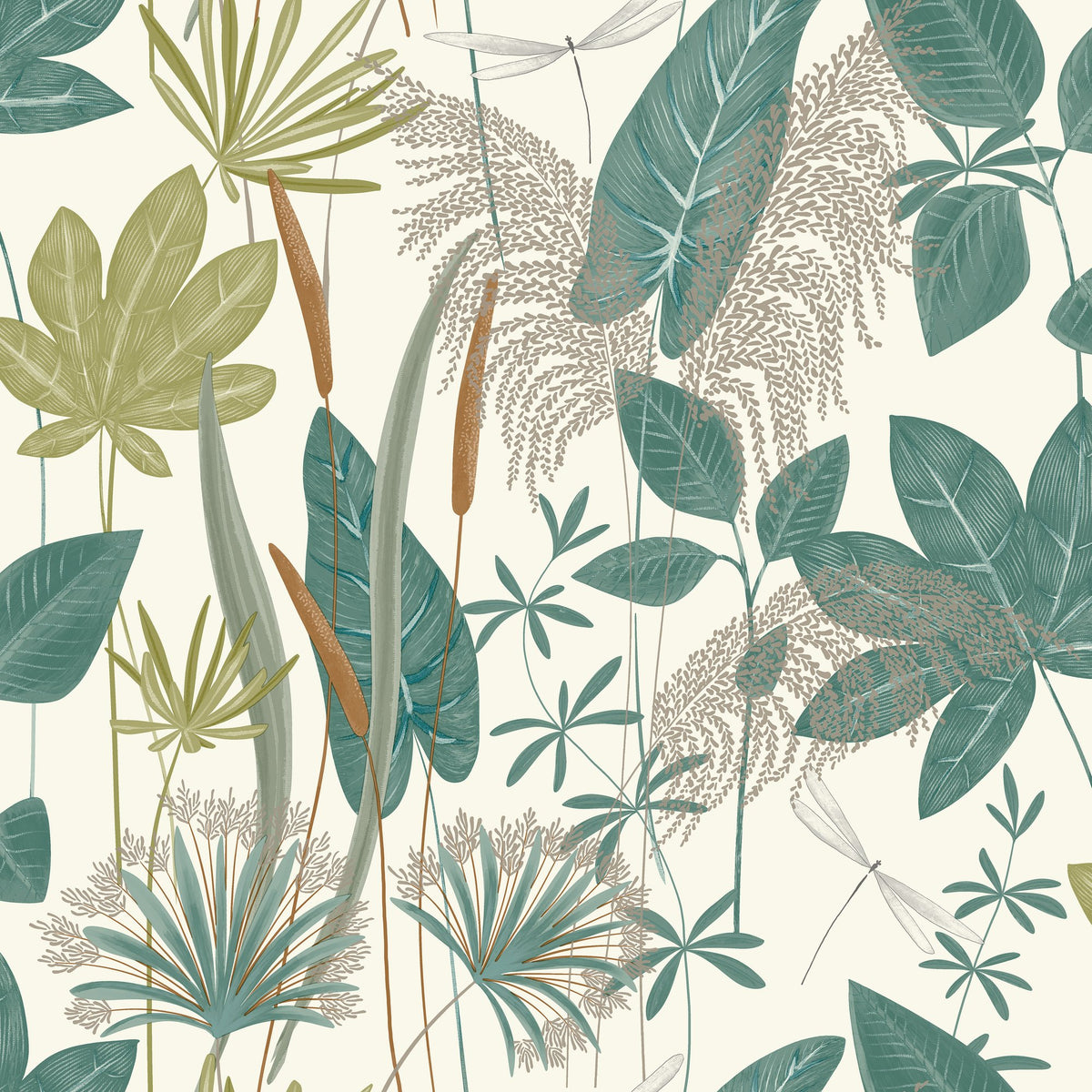 Galerie Arcadia Branched Leaves All-over Green Wallpaper ARA