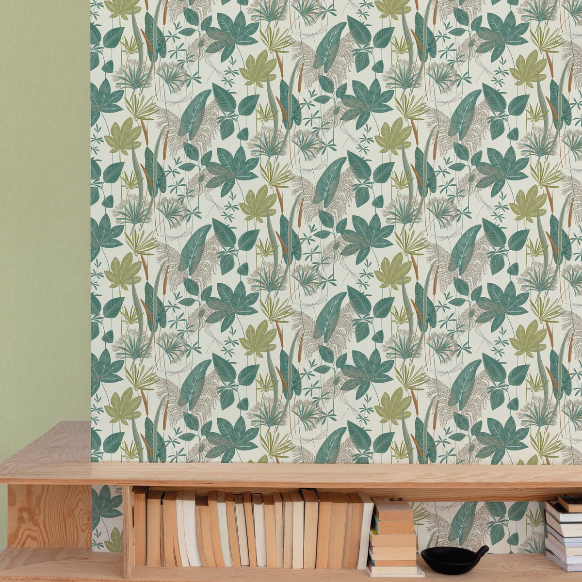 Galerie Arcadia Branched Leaves All-over Green Wallpaper ARA