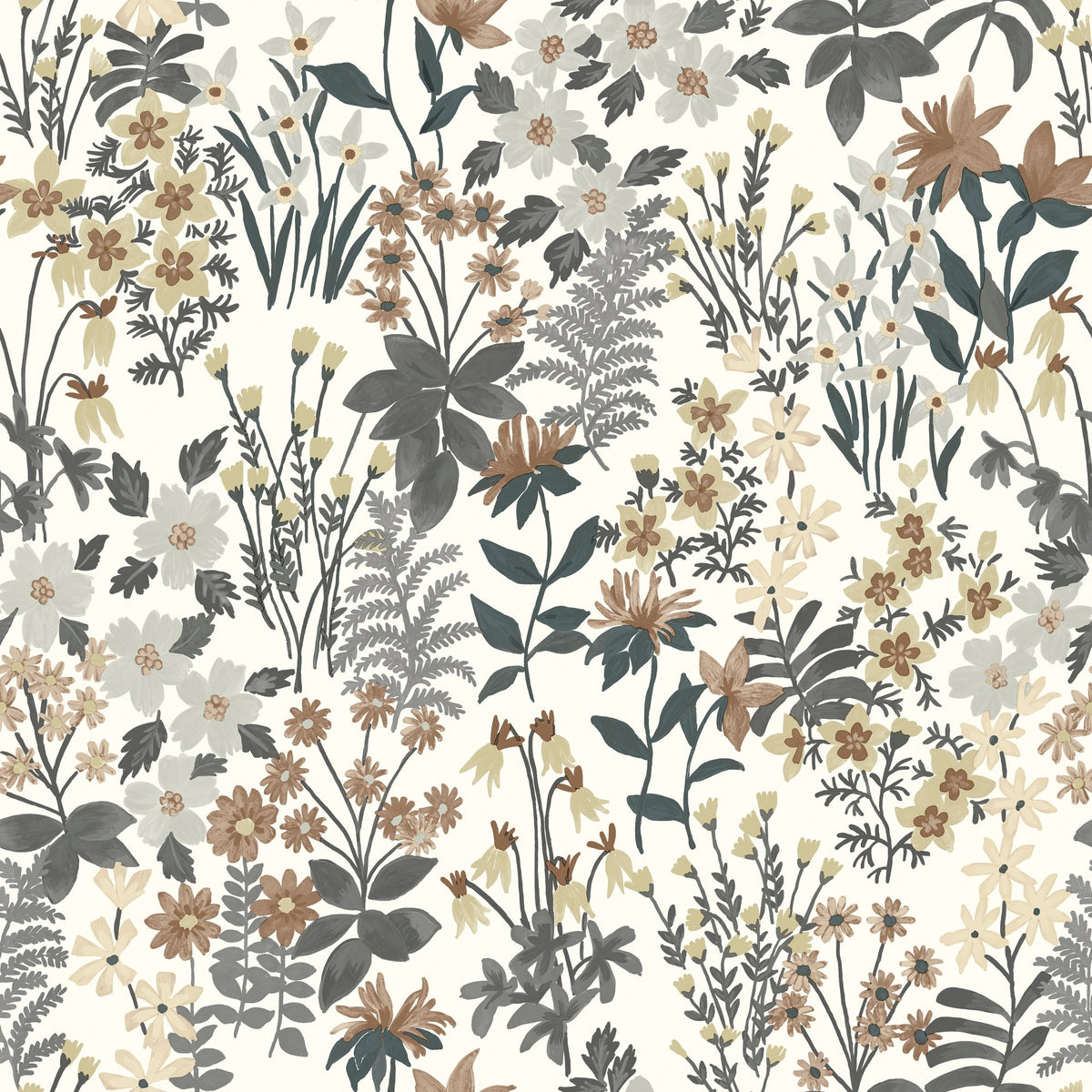 Galerie Arcadia Classical Floral All-over Grey Wallpaper ARA