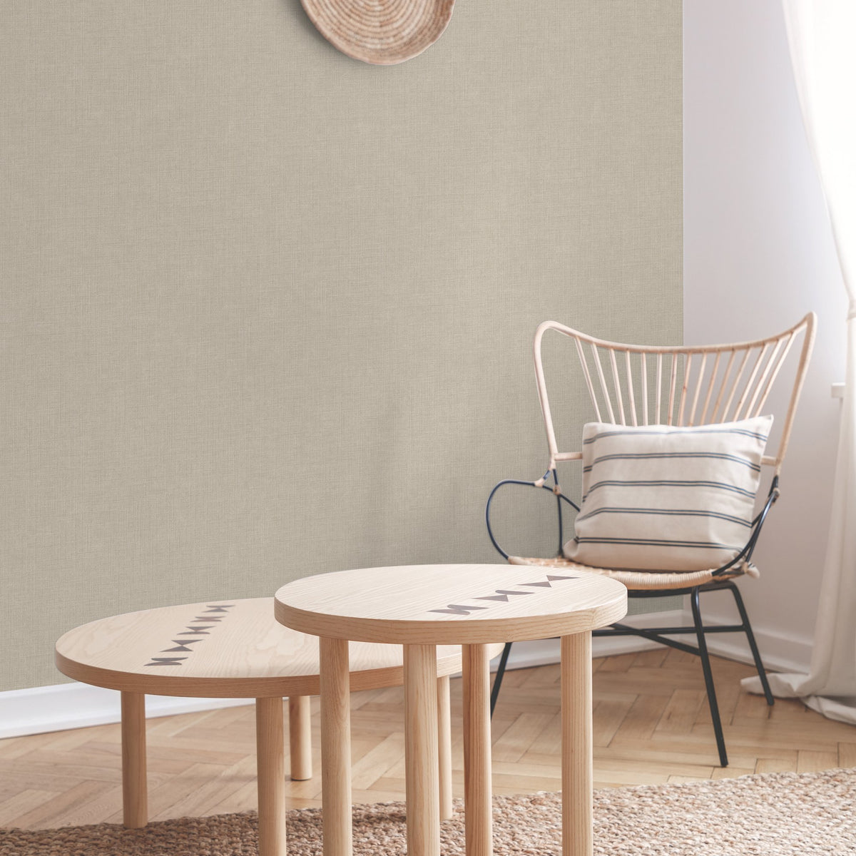 Galerie Inia Textile Plain Beige Wallpaper INA71004
