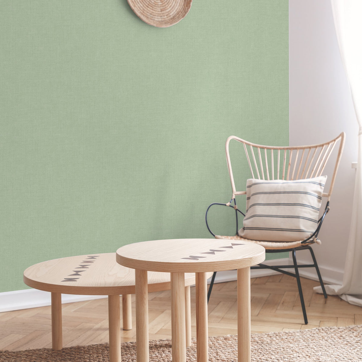 Galerie Arcadia Textile Plain Green Wallpaper ARA71008