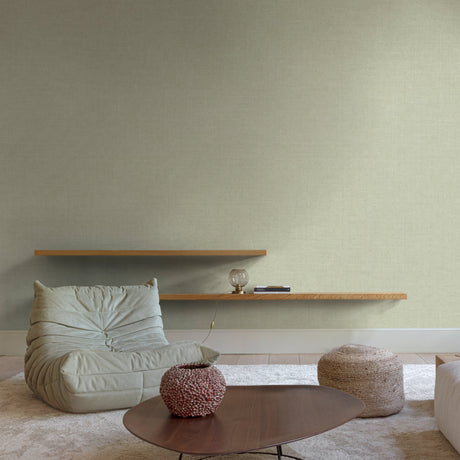 Galerie Inia Textile Plain Green Wallpaper INA71013