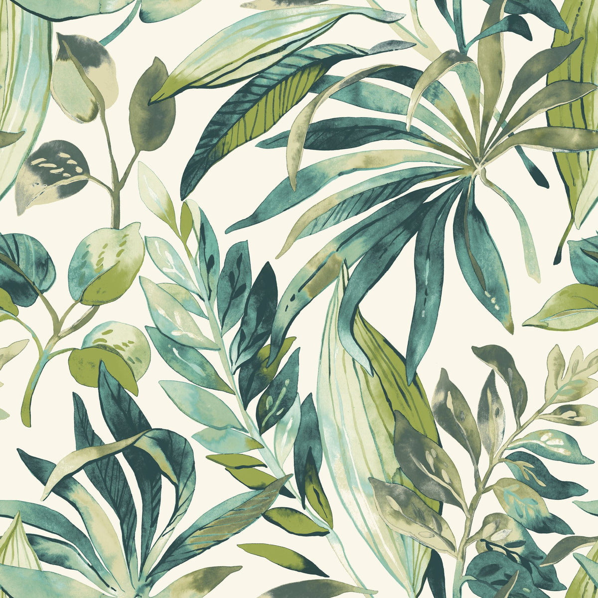 Galerie Karuna Branched Leaves Motive Green Wallpaper KRA712