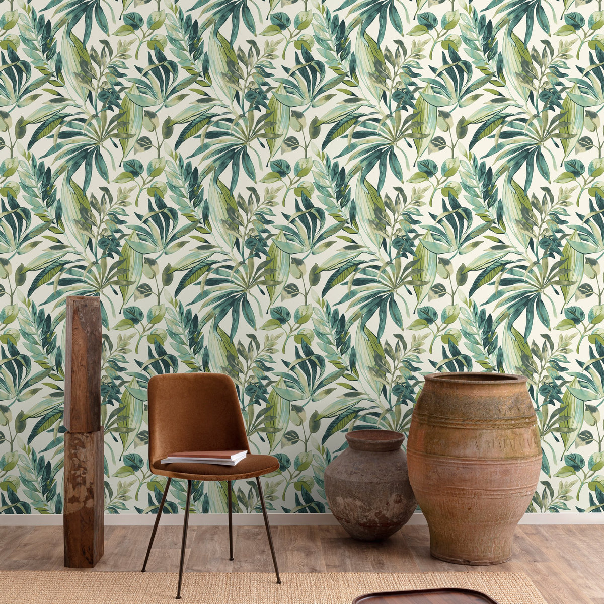 Galerie Karuna Branched Leaves Motive Green Wallpaper KRA712