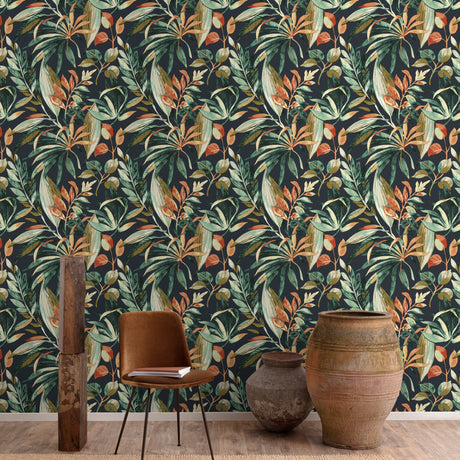 Galerie Karuna Branched Leaves Motive Multi-colored Wallpape