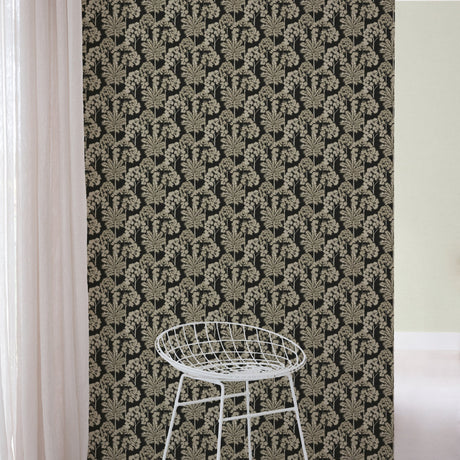 Galerie Arcadia Branched Leaves All-over Black Wallpaper ARA