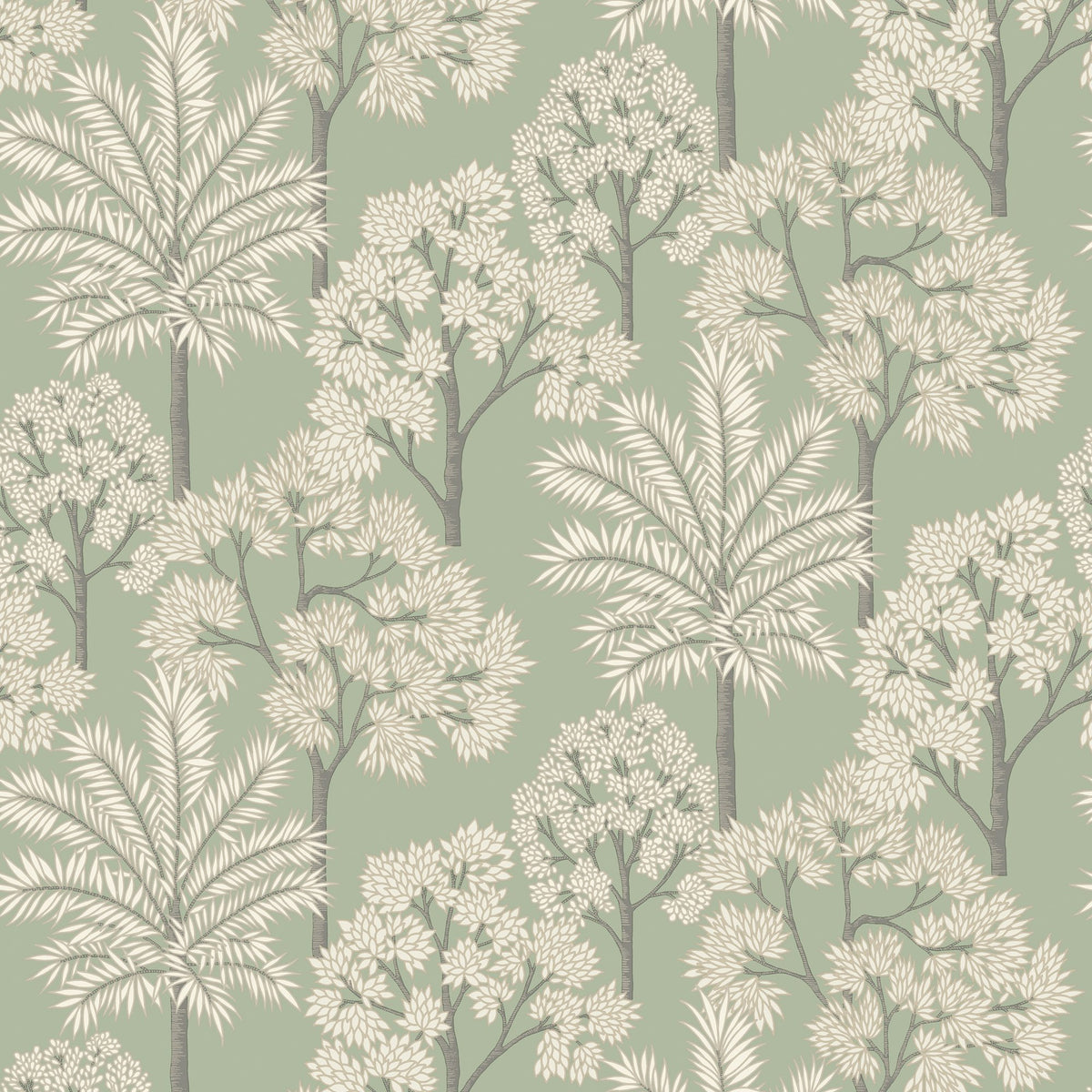 Galerie Arcadia Branched Leaves All-over Green Wallpaper ARA