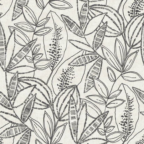 Galerie Karuna Branched Leaves All-over Black Wallpaper KRA7