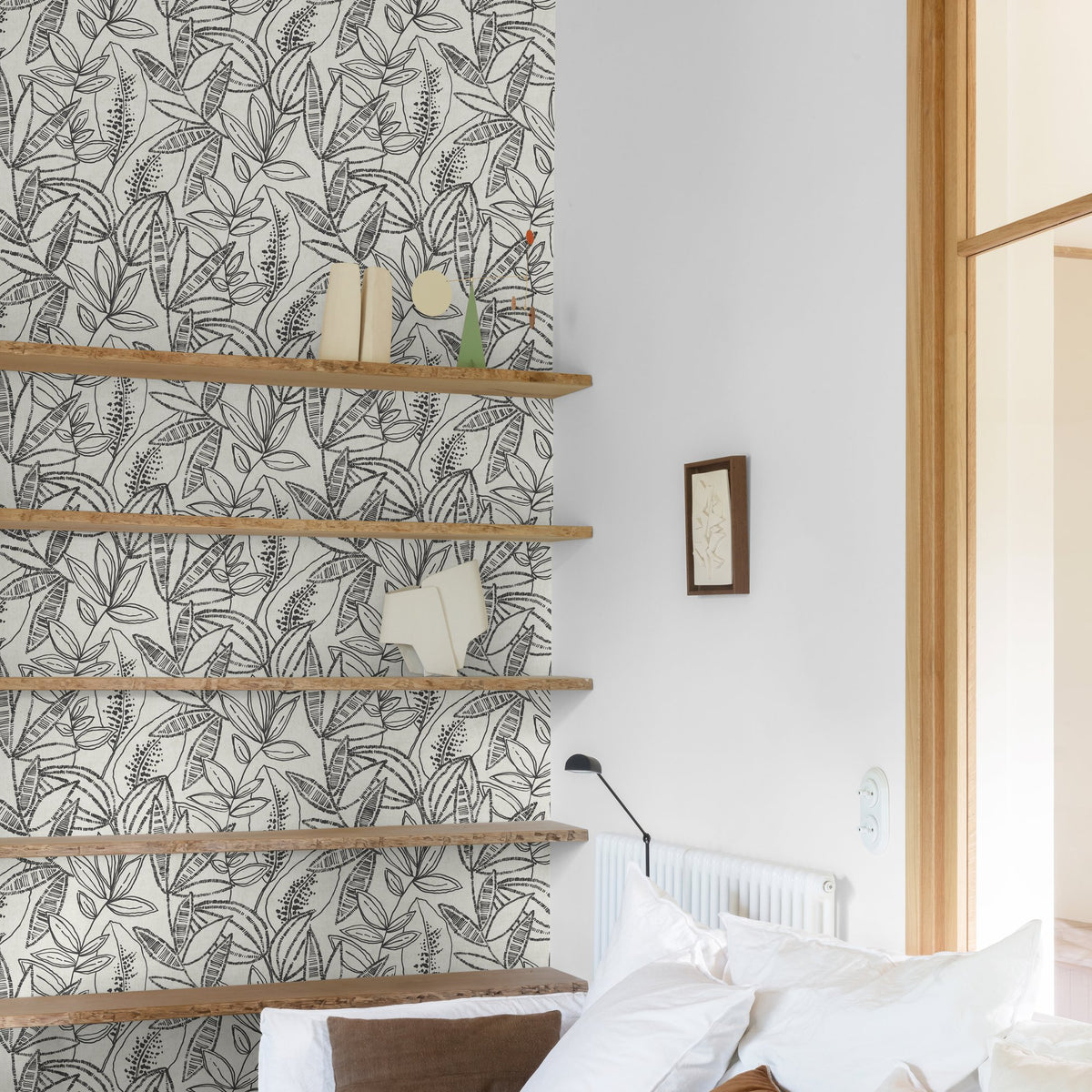 Galerie Karuna Branched Leaves All-over Black Wallpaper KRA7