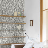 Galerie Karuna Branched Leaves All-over Black Wallpaper KRA7