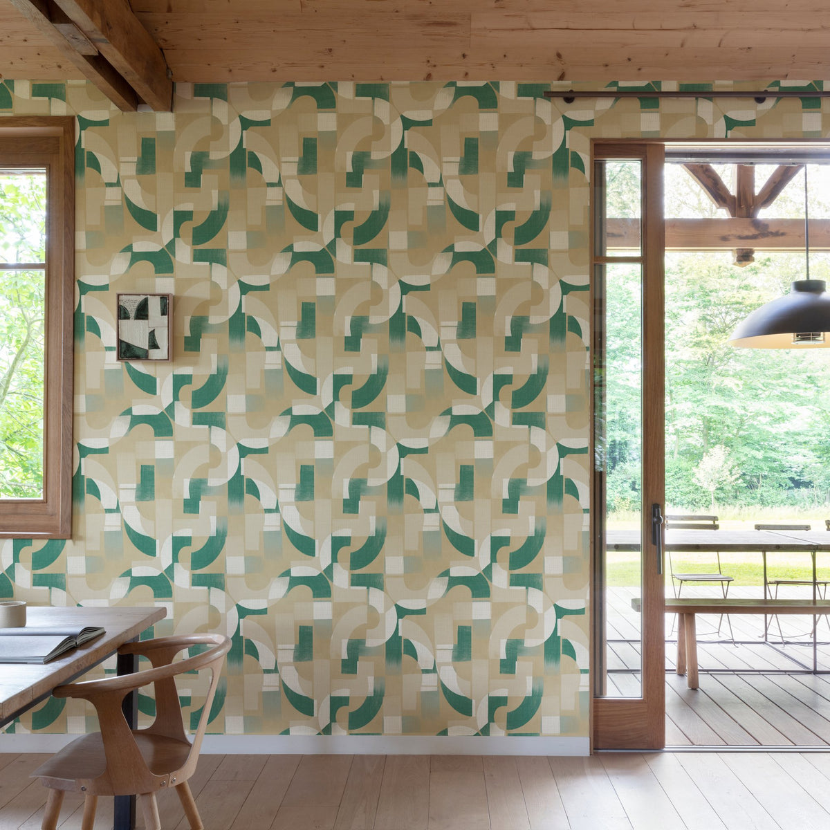 Galerie Karuna Geometric All-over Green Wallpaper KRA76001