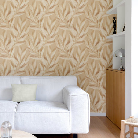 Galerie Karuna Branched Leaves All-over Orange Wallpaper KRA
