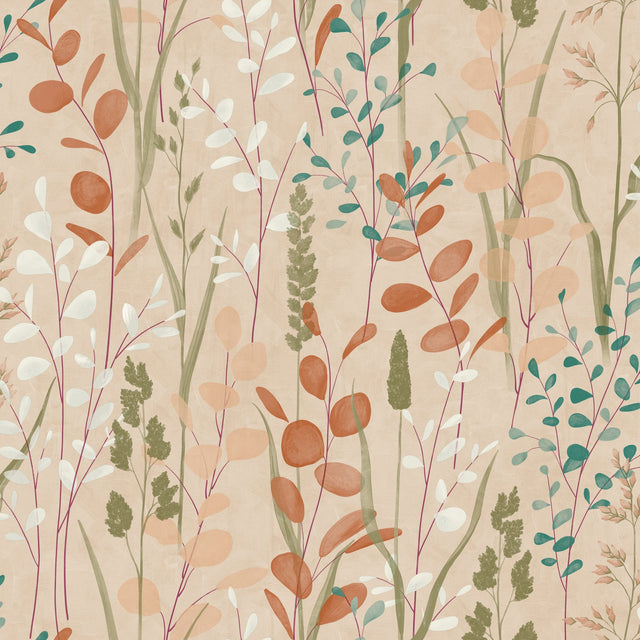 Galerie Karuna Branched Leaves All-over Orange Wallpaper KRA