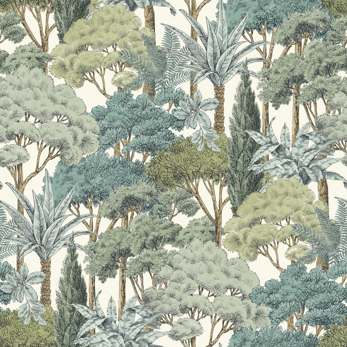 Galerie Karuna Branched Leaves All-over Green Wallpaper KRA7