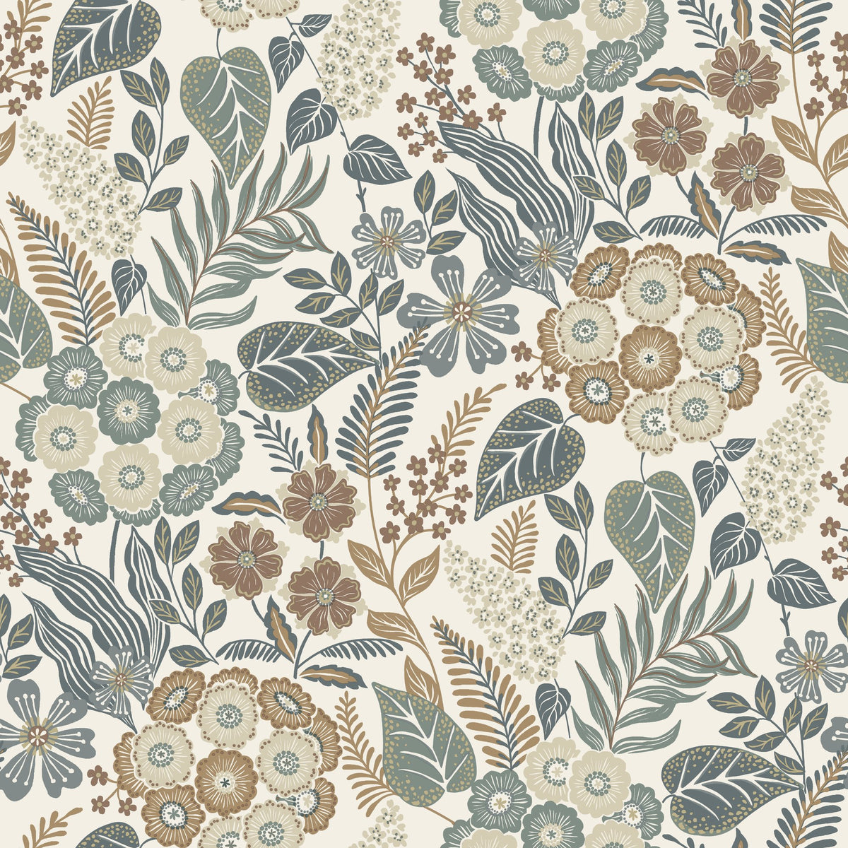 Galerie Karuna Classical Floral All-over Blue Wallpaper KRA7