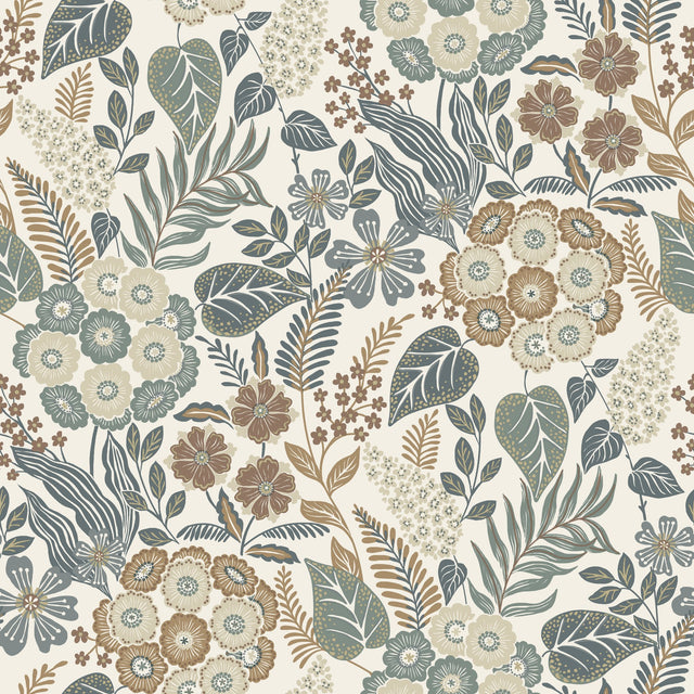 Galerie Karuna Classical Floral All-over Blue Wallpaper KRA7