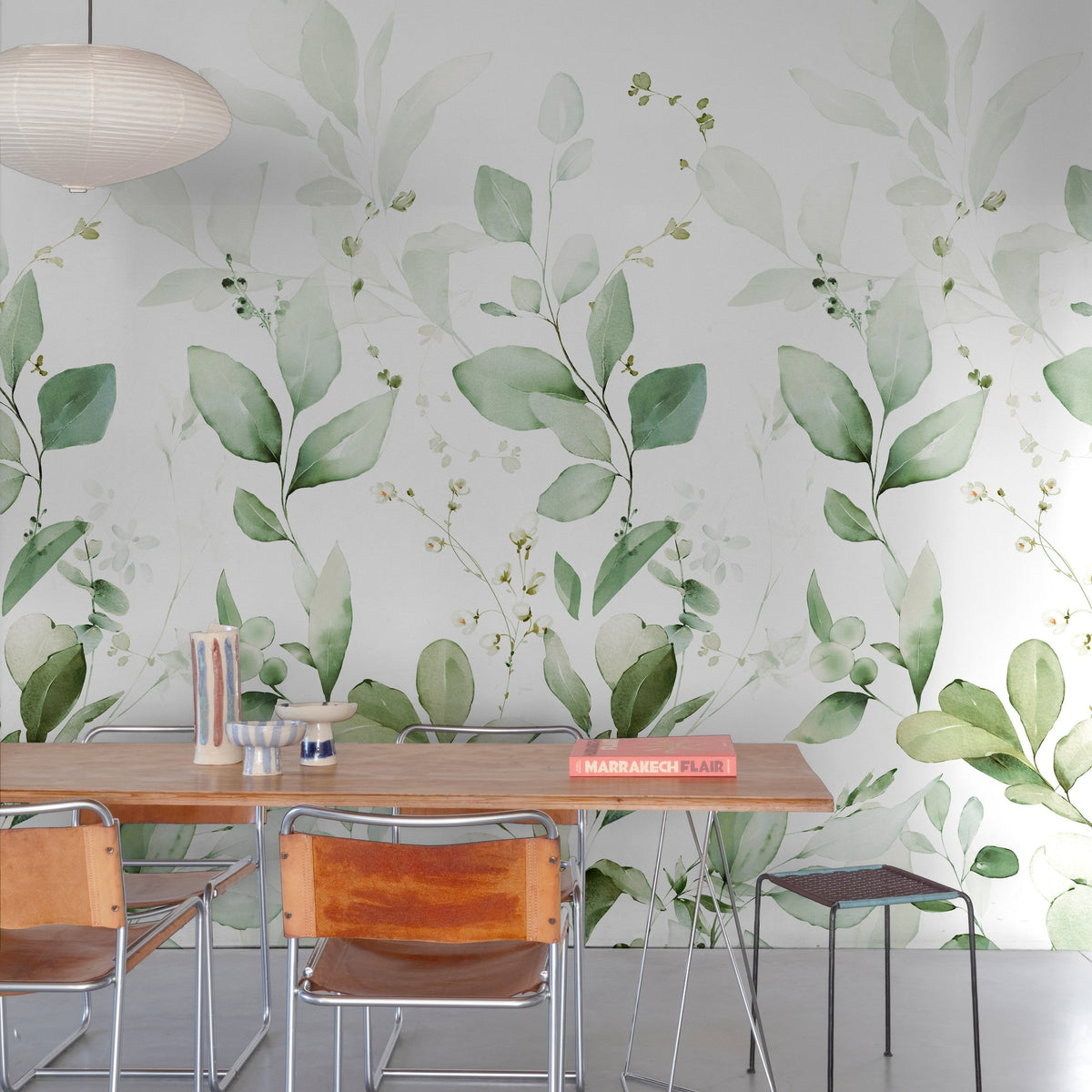 Galerie Orom II Branched Leaves All-over Green Mural A77101
