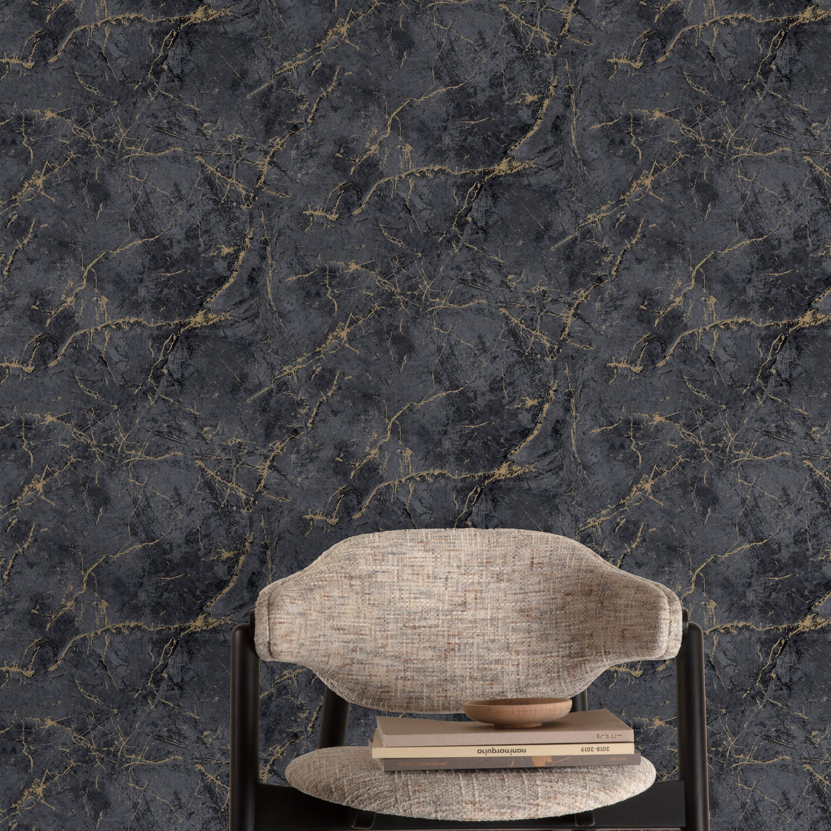 Galerie Textured Vibes Marble Plain Black Wallpaper A78003