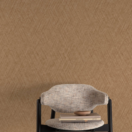 Galerie Textured Vibes Textile Plain Brown Wallpaper A78305